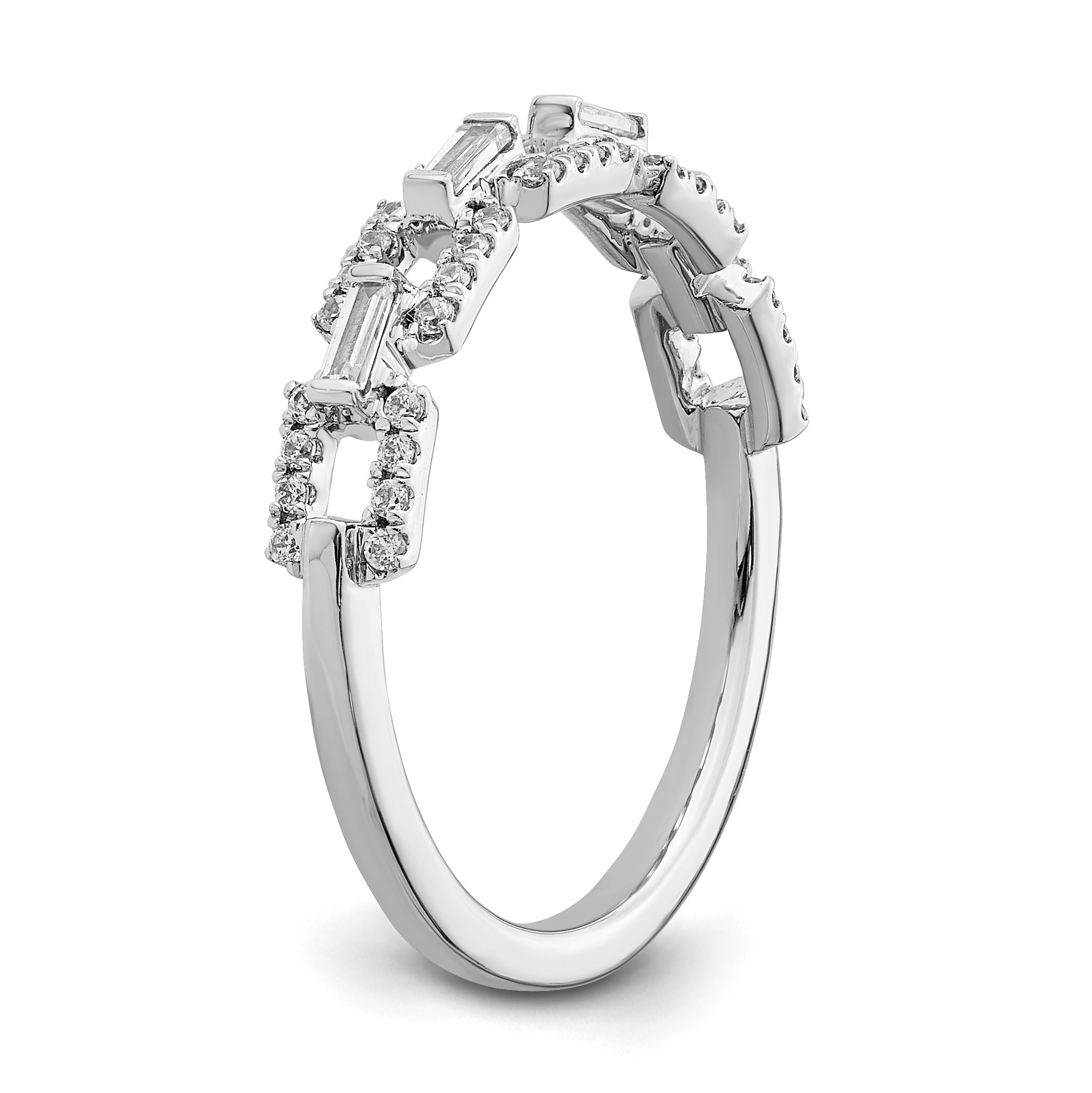 14k White Gold Polished Squares Diamond Ring