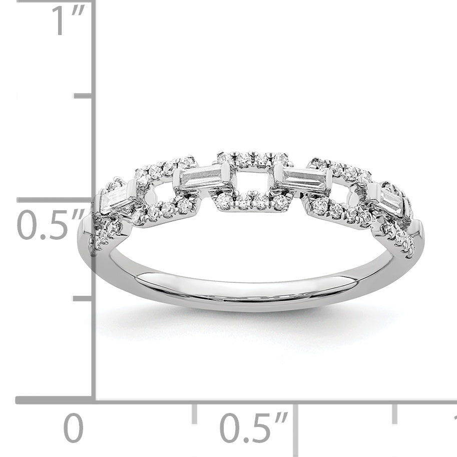 14k White Gold Polished Squares Diamond Ring