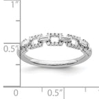 14k White Gold Polished Squares Diamond Ring