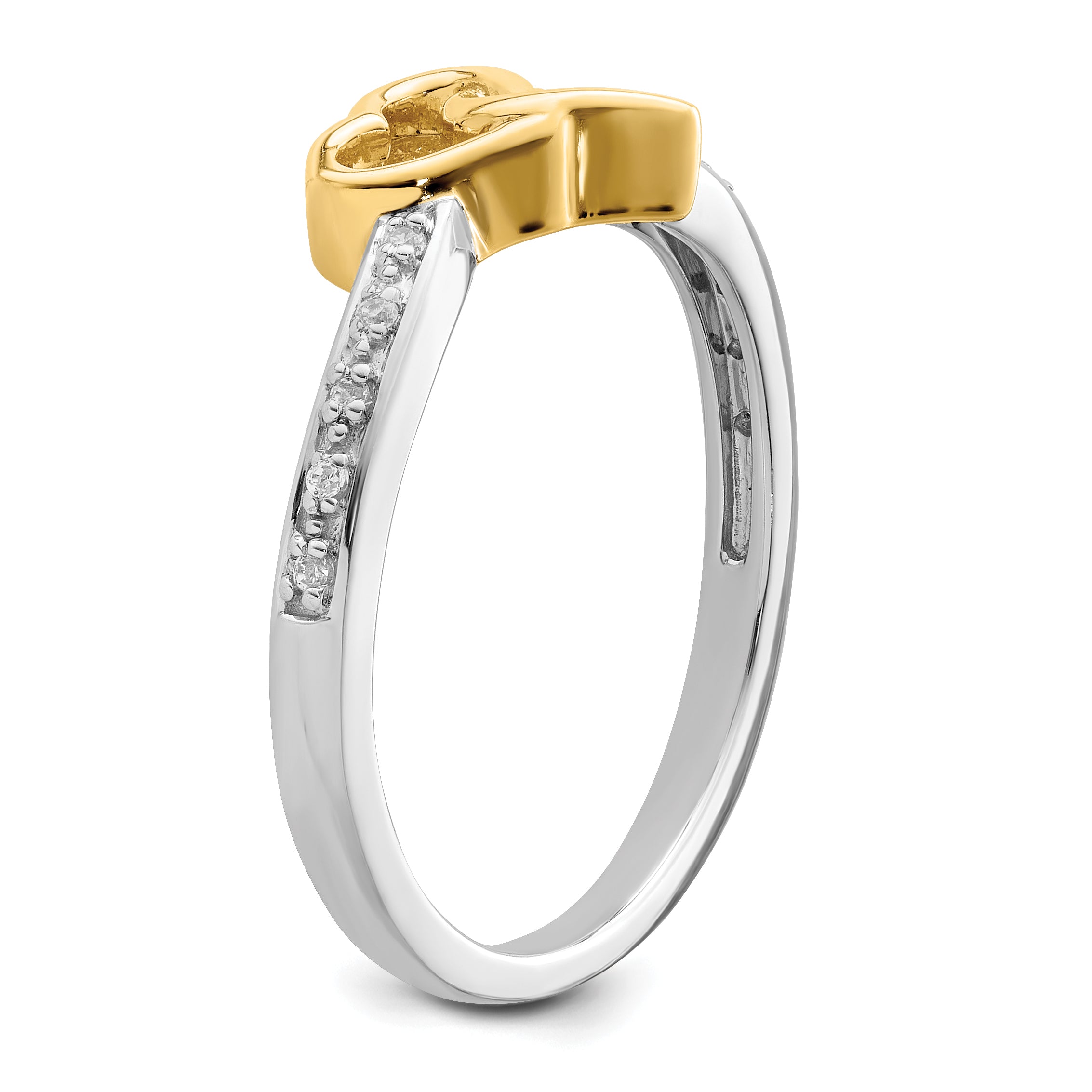 14k Two-tone Polished Double Heart Diamond Ring