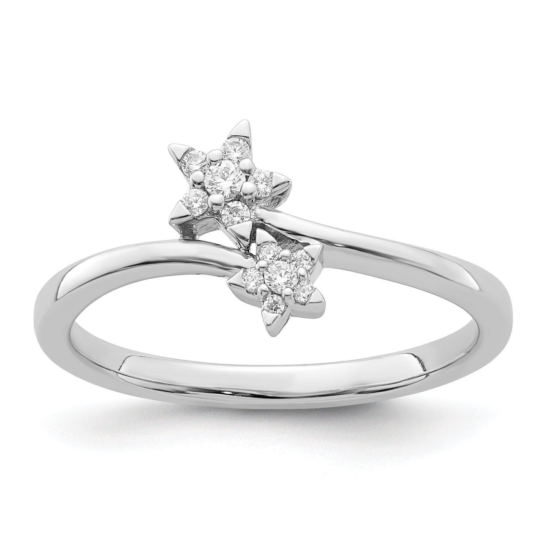 14k White Gold Diamond star bypass Diamond Ring Main image