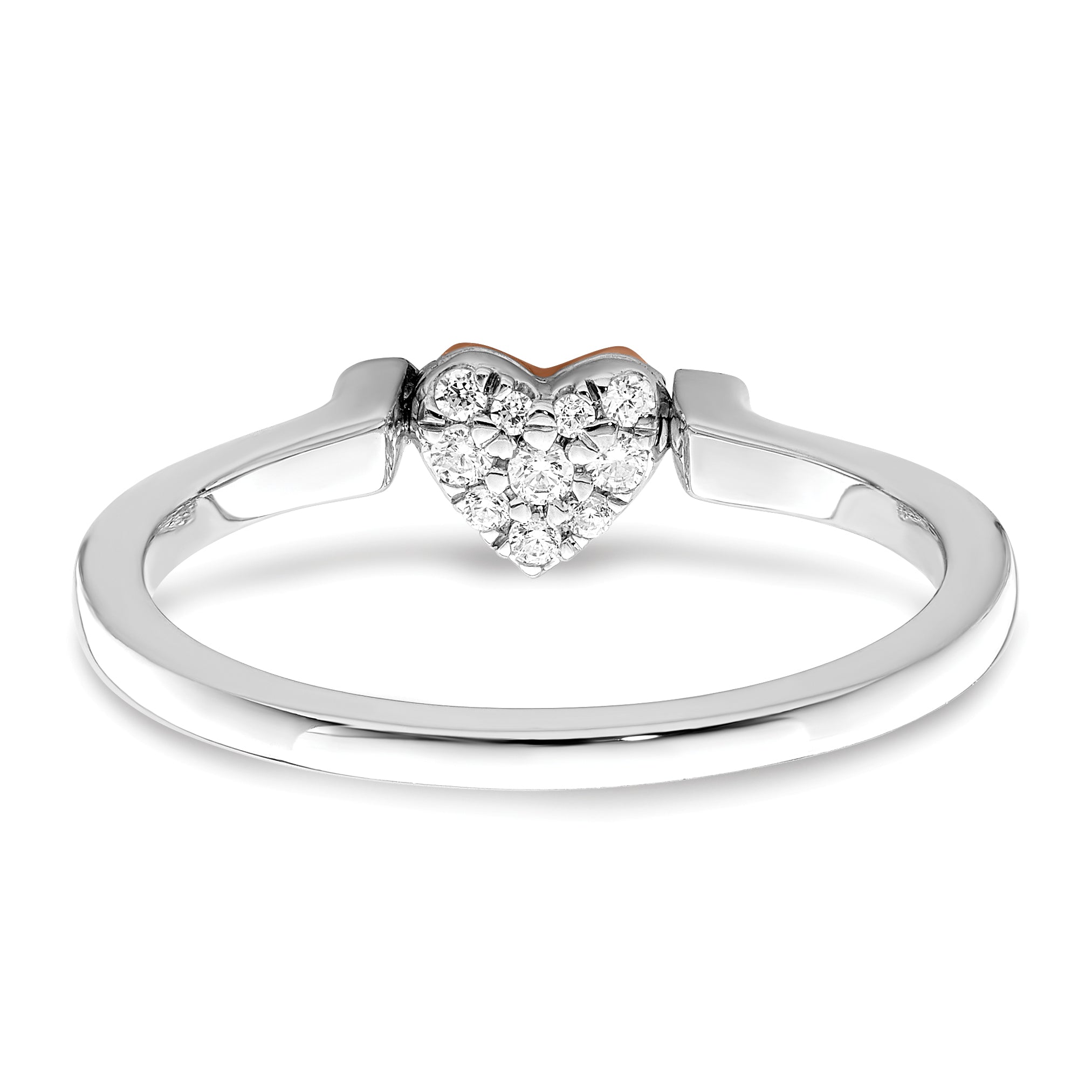 14k Two-tone White & Rose Polished Ruby and Diamond Heart Flip Ring
