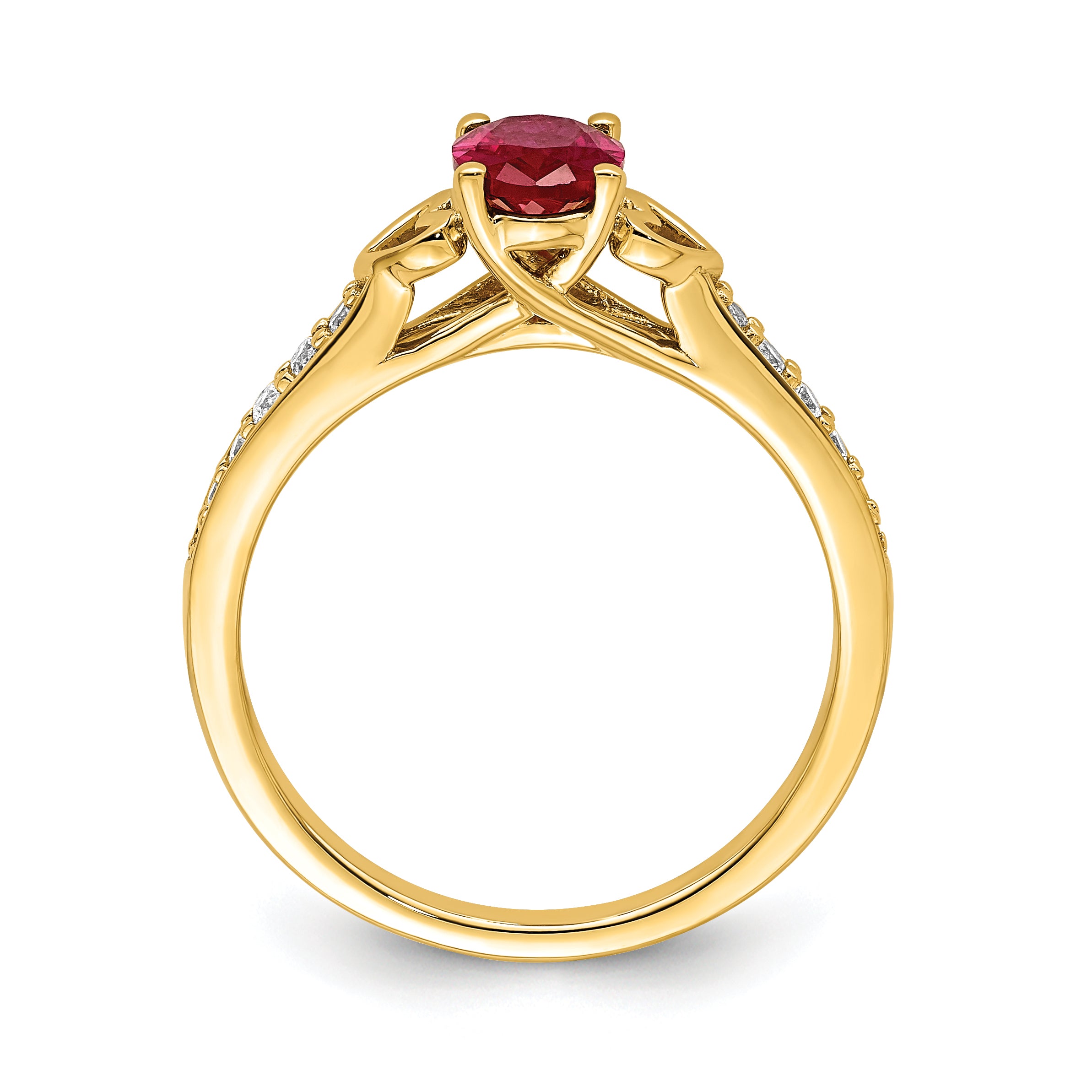14k Polished Side Hearts Ruby and Diamond Ring Secondary image