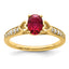 14k Polished Side Hearts Ruby and Diamond Ring