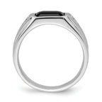 14k White Gold Polished & Satin Onyx & Diamond Mens Ring