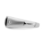 14k White Gold Polished & Satin Onyx & Diamond Mens Ring