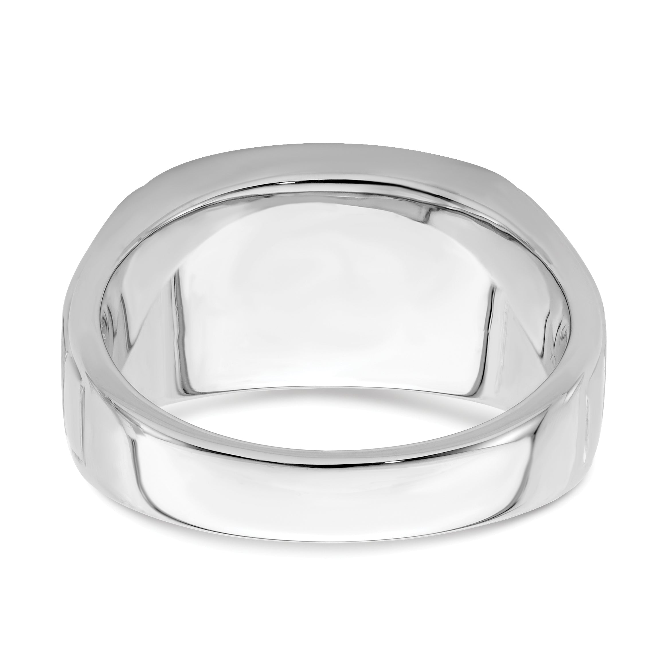 14k White Gold Polished & Satin Onyx & Diamond Mens Ring