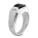14k White Gold Polished & Satin Onyx & Diamond Mens Ring