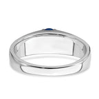14k White Polished & Satin Sapphire & Diamond Mens Ring