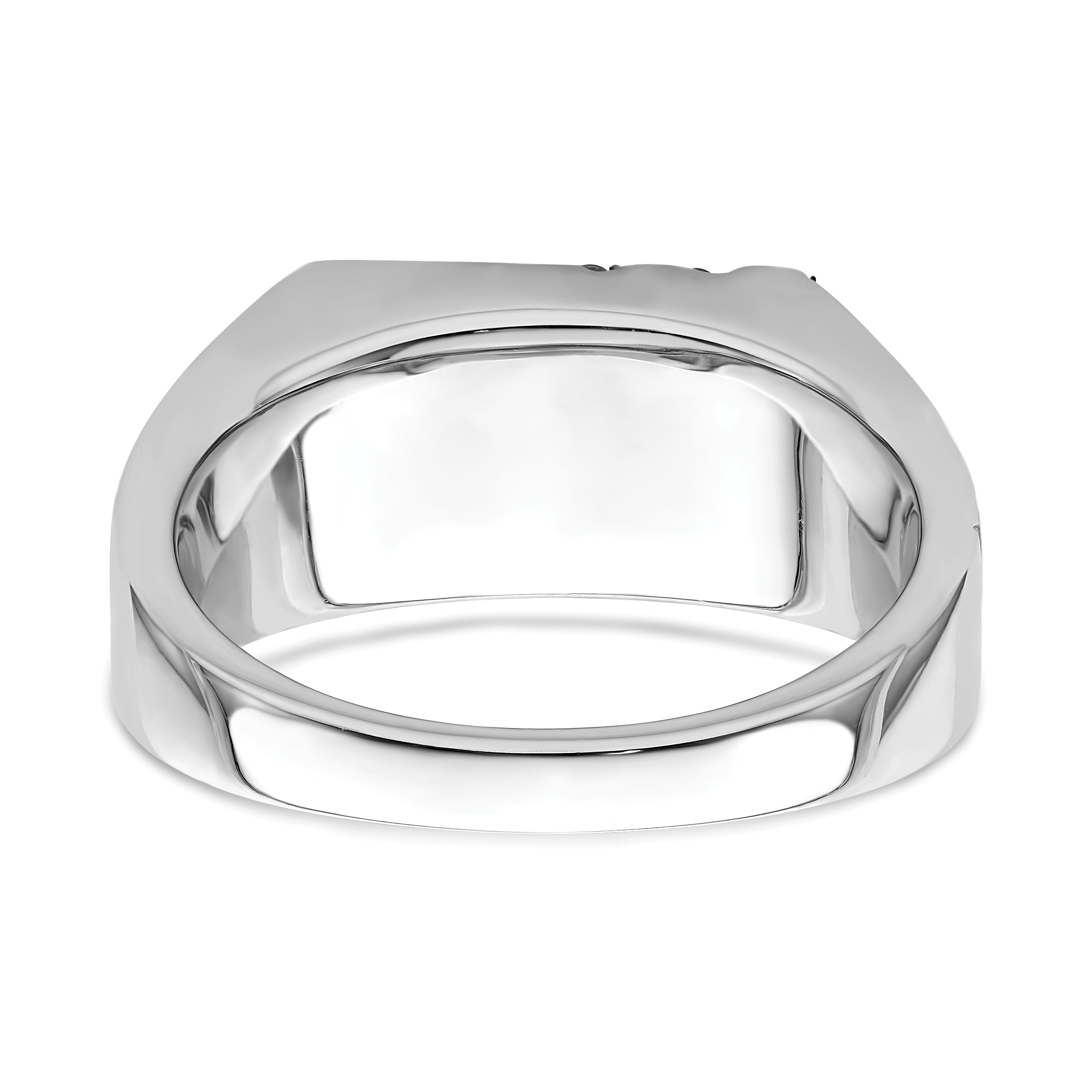 14k White Gold Polished & Satin Onyx & Diamond Mens Ring