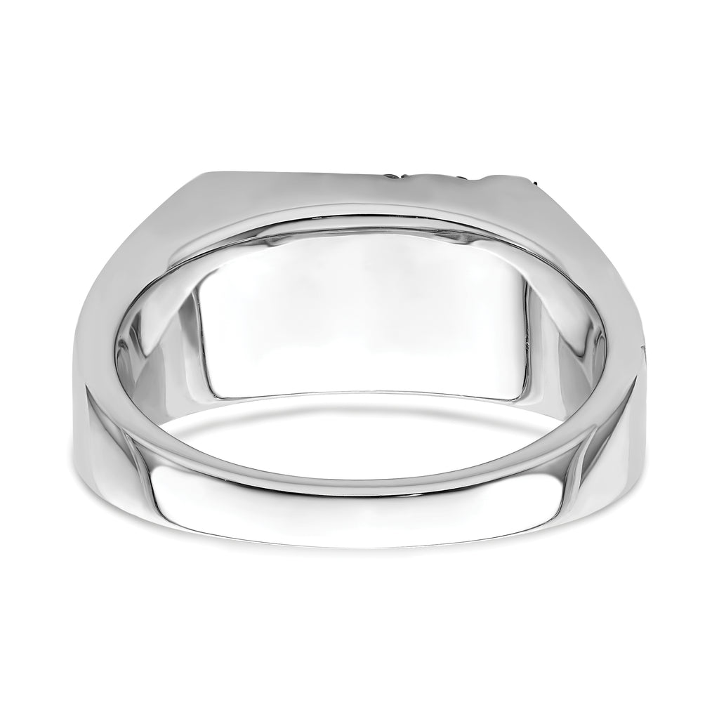 14k White Gold Polished & Satin Onyx & Diamond Mens Ring