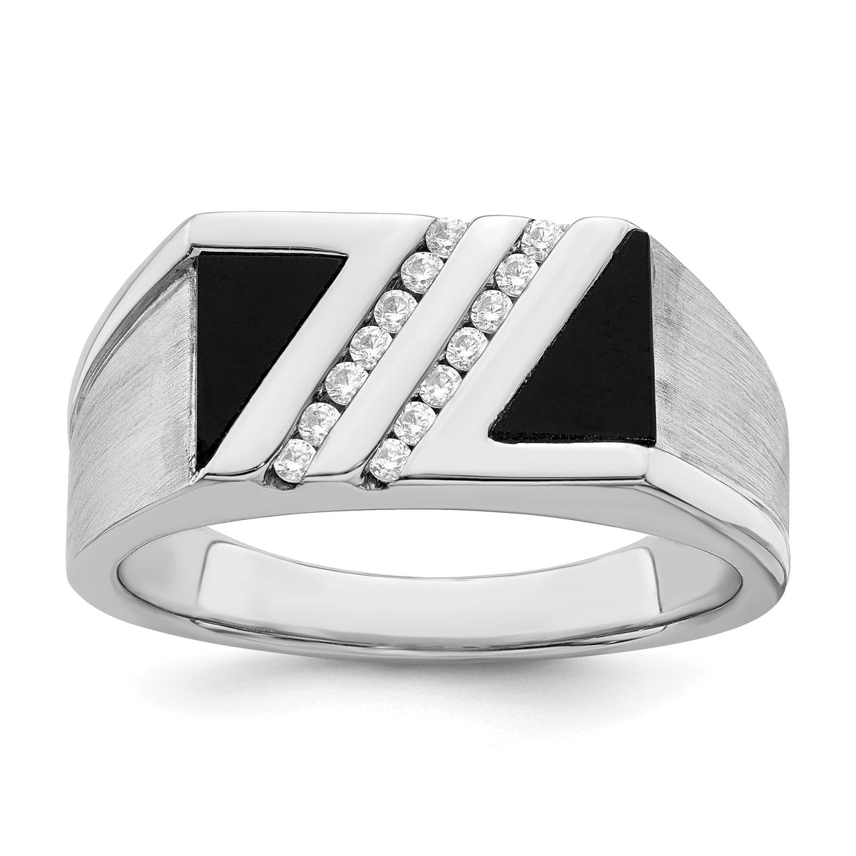 Men's Onyx & Diamond Ring in 14K White Gold, 3.01mm (1/6 ct. tw.), Size 10 - Sophia Jewelers Main image