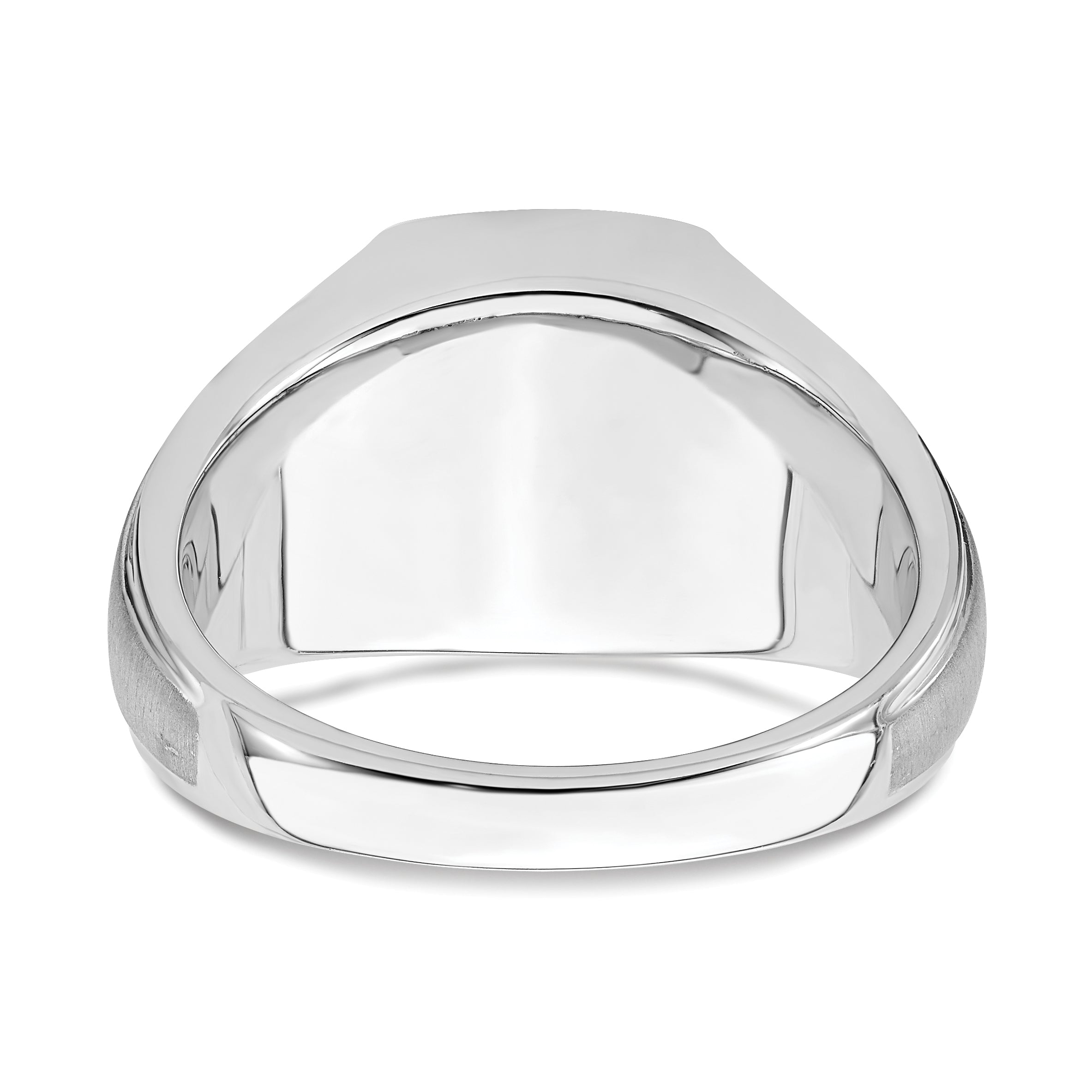 14k White Gold Polished & Satin Onyx & Diamond Mens Ring