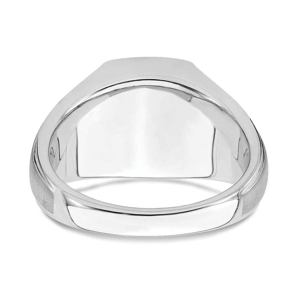 14k White Gold Polished & Satin Onyx & Diamond Mens Ring