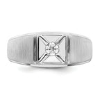 14k White Gold Polished & Satin Diamond Mens Ring