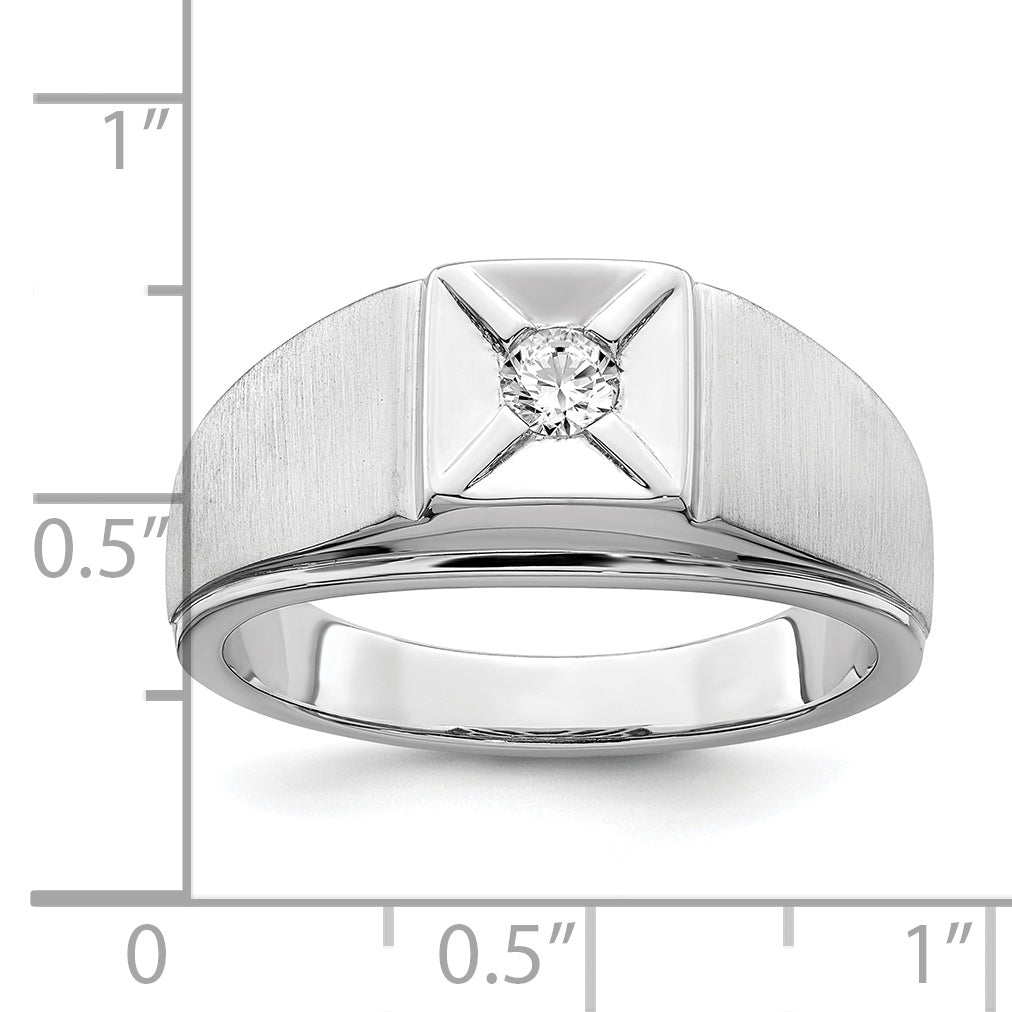14k White Gold Polished & Satin Diamond Mens Ring Secondary image