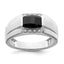 14k White Gold Polished & Satin Onyx & Diamond Mens Ring
