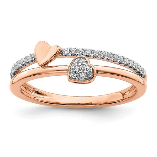 Two Hearts Diamond Ring in 14K Rose Gold (1/8 ct. tw.), Size 7 - Sophia Jewelers Main image