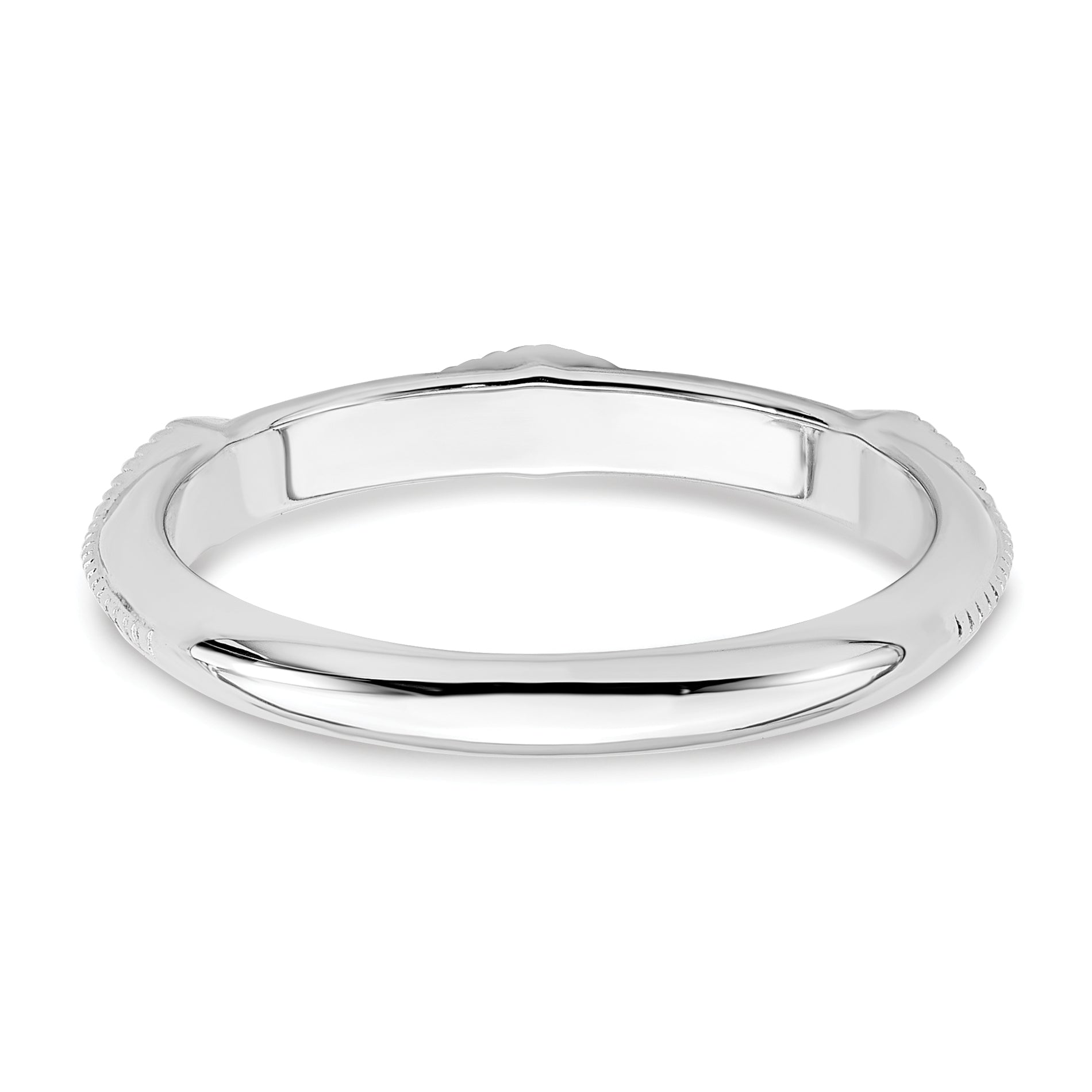 14k White Gold Polished Knife Edge Diamond Ring