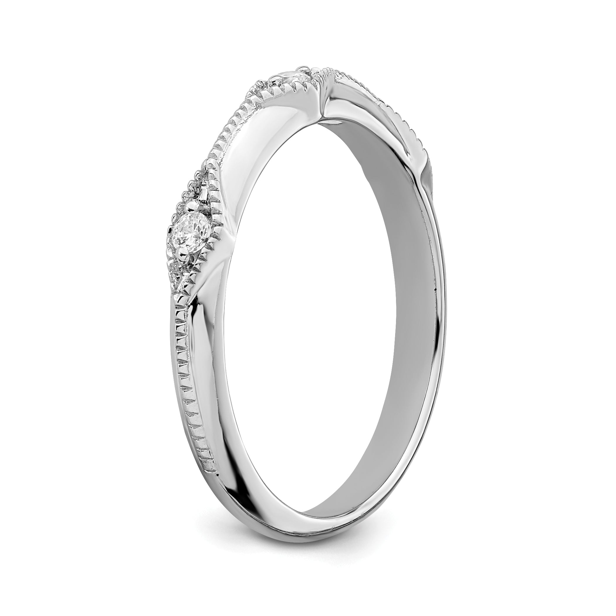 14k White Gold Polished Knife Edge Diamond Ring