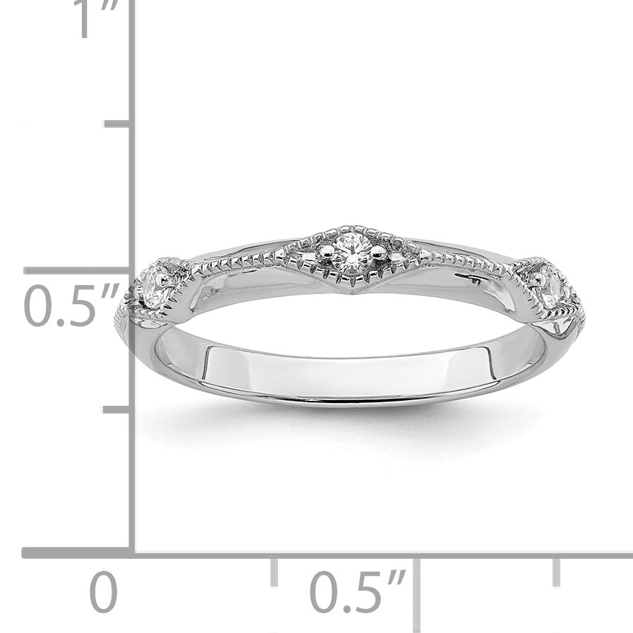 14k White Gold Polished Knife Edge Diamond Ring