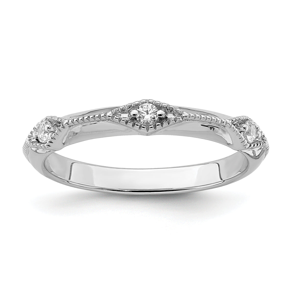 14k White Gold Polished Knife Edge Diamond Ring