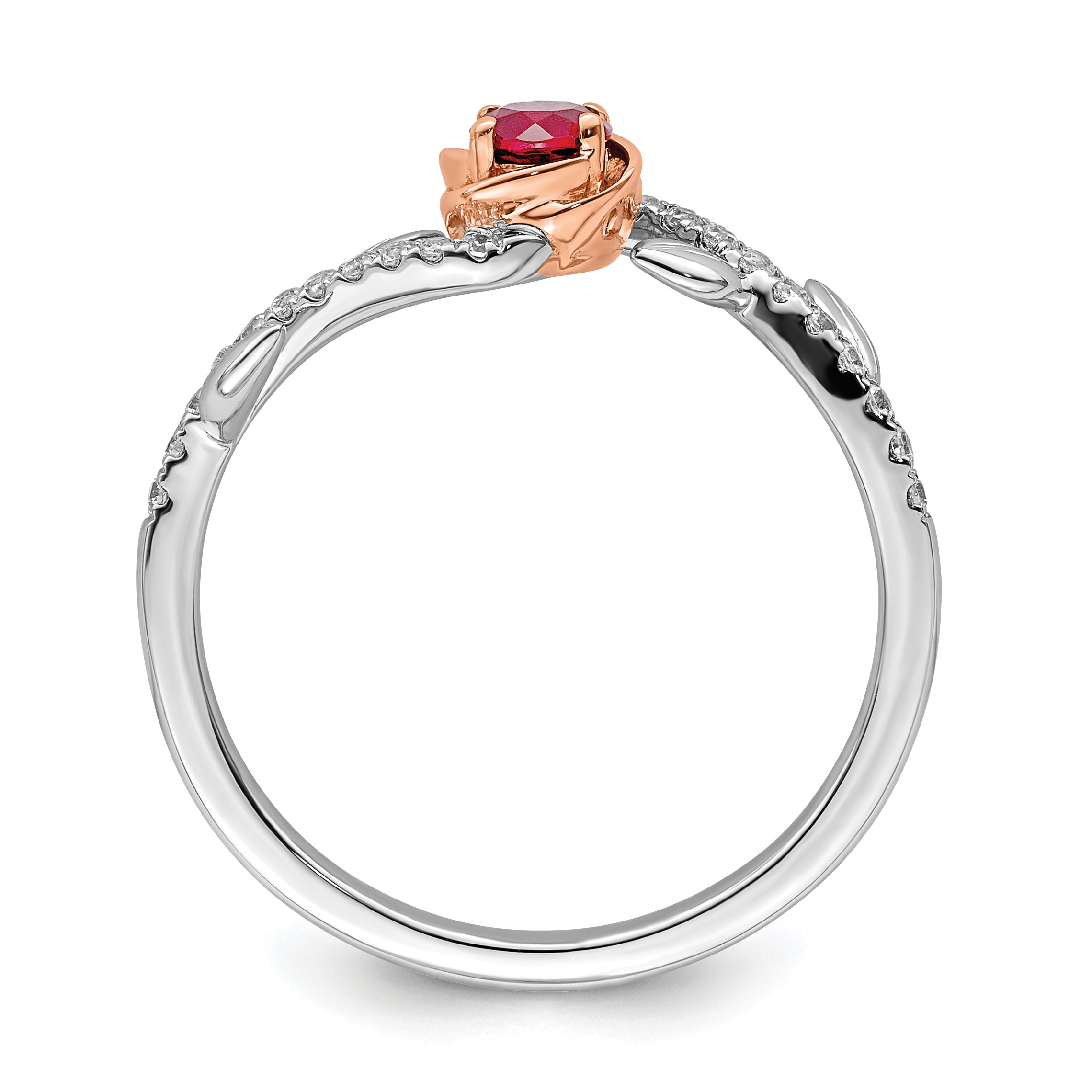 14k Two-tone Polished Rose Ruby and Diamond Ring Secondary image