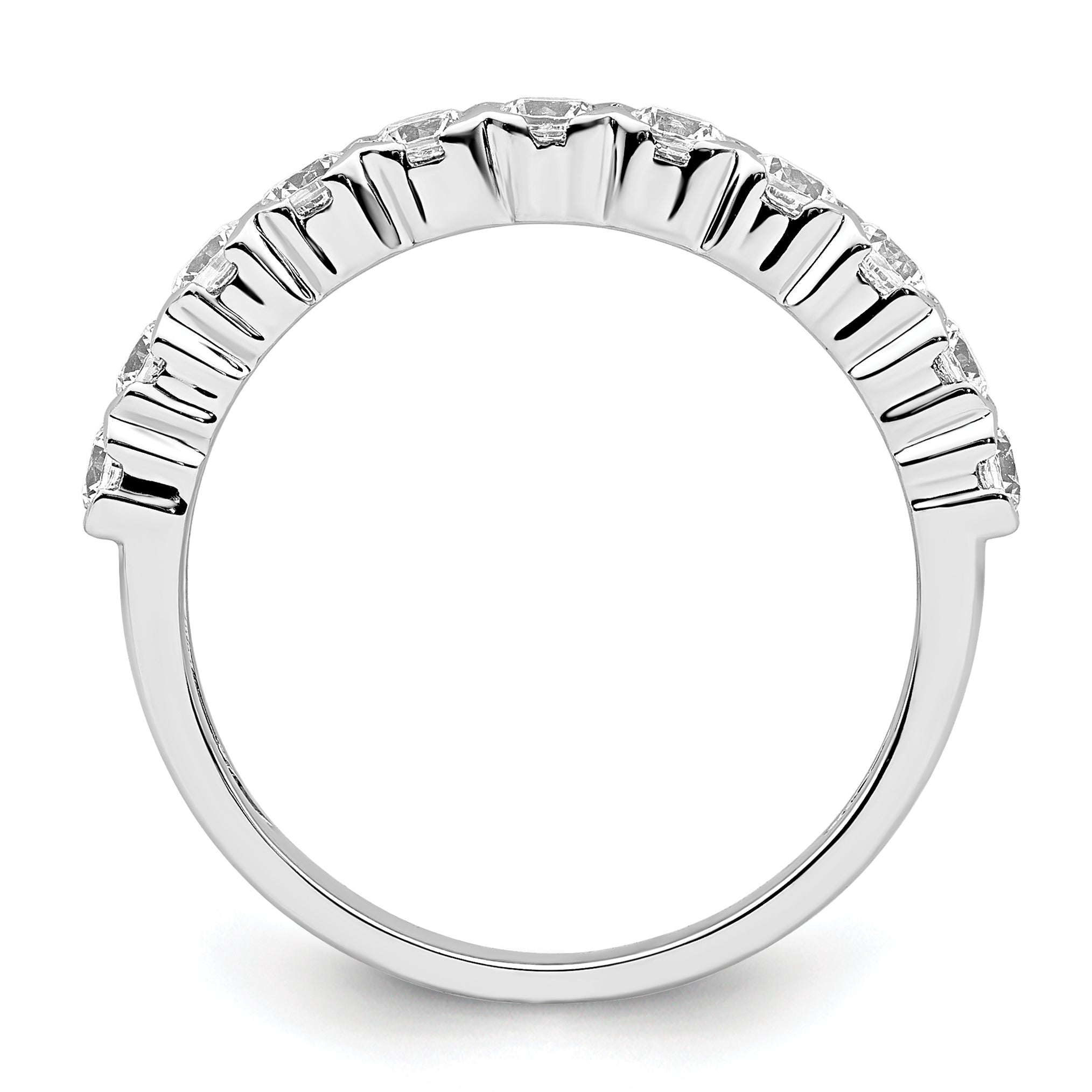 14k White Gold 3/4 carat Lab Grown Diamond VS/SI+ G+ Eleven Stone Complete Fashion band Secondary image