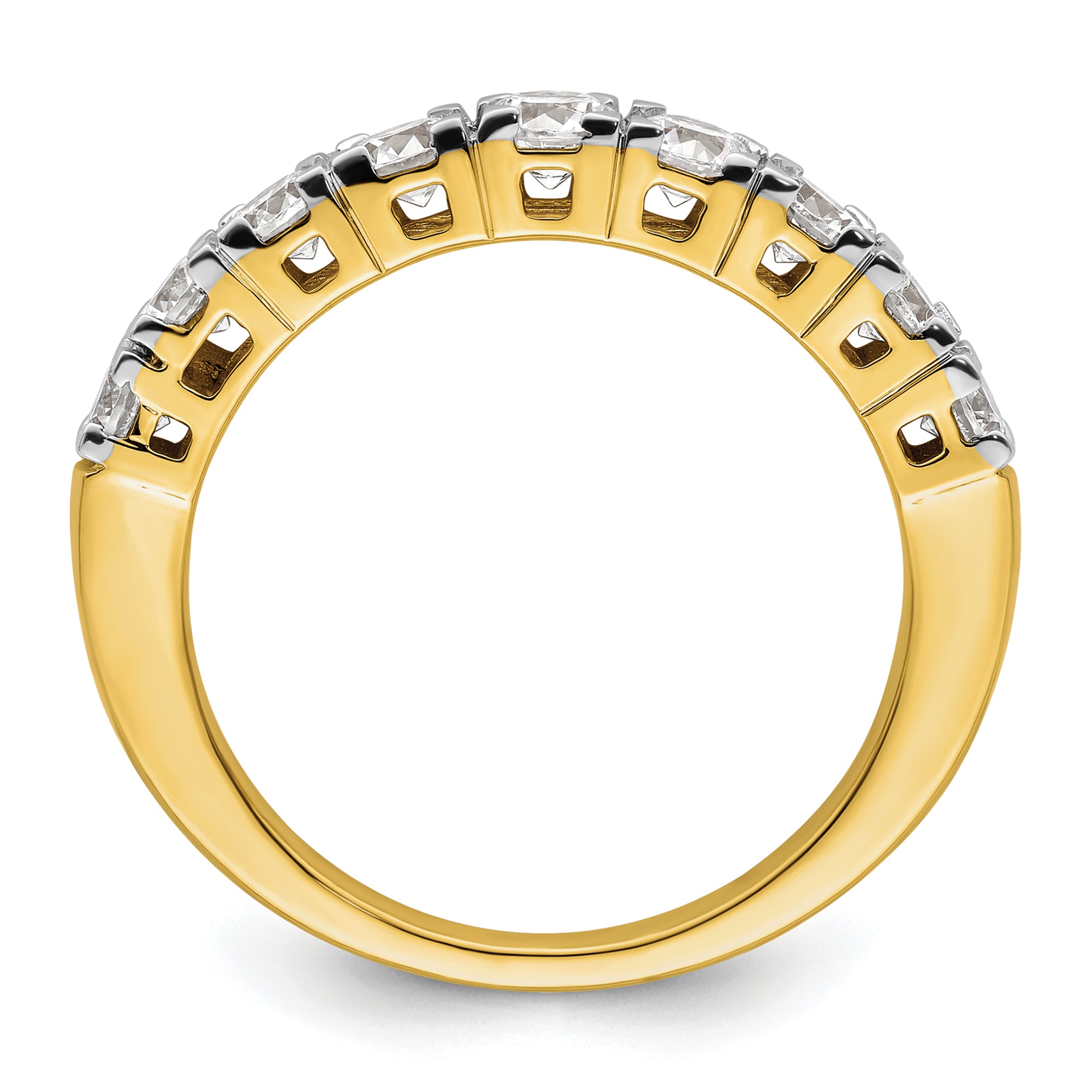 14k 1 carat Lab Grown Diamond VS/SI+ G+ Nine Stone Complete Fashion band Secondary image