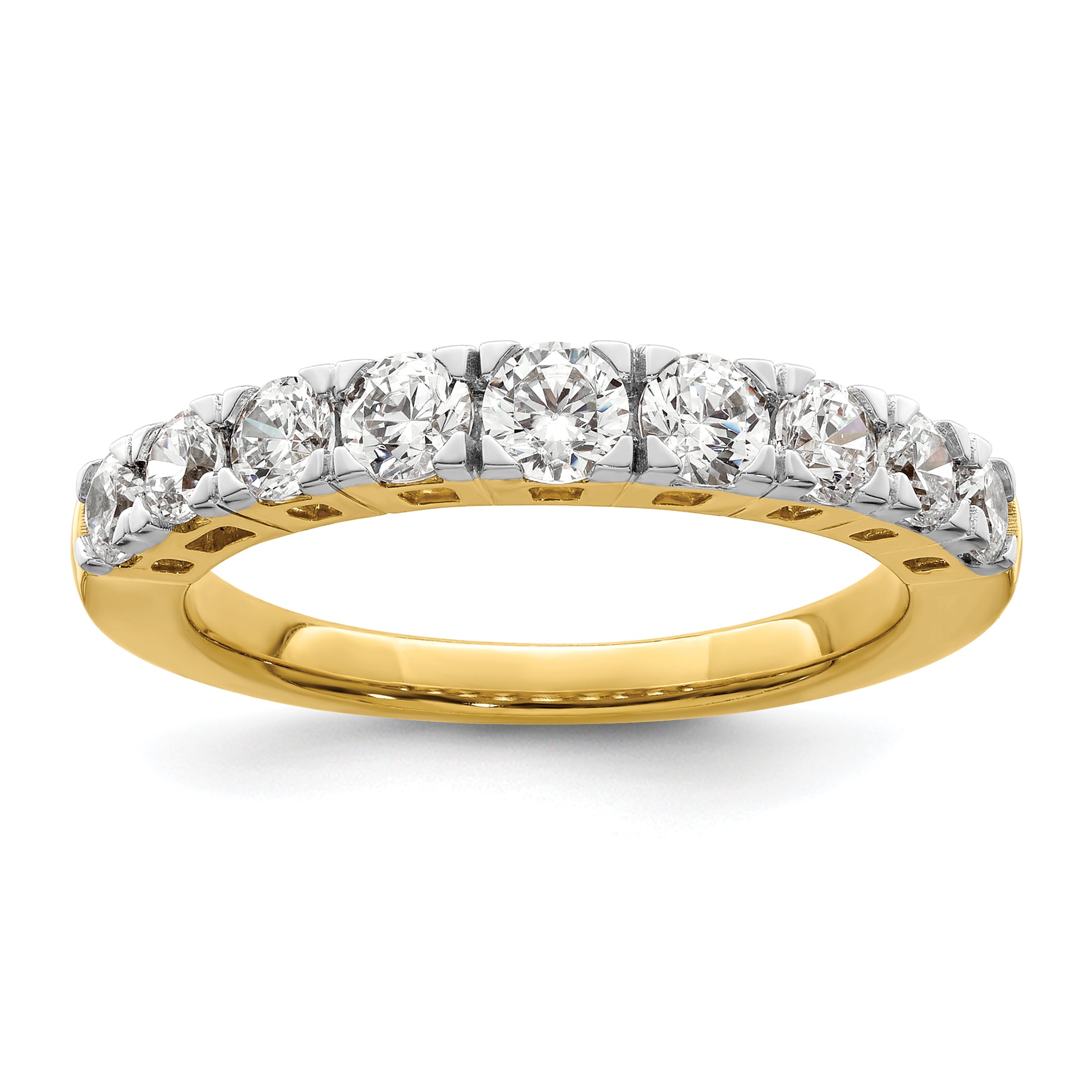 14k 1 carat Lab Grown Diamond VS/SI+ G+ Nine Stone Complete Fashion band Main image