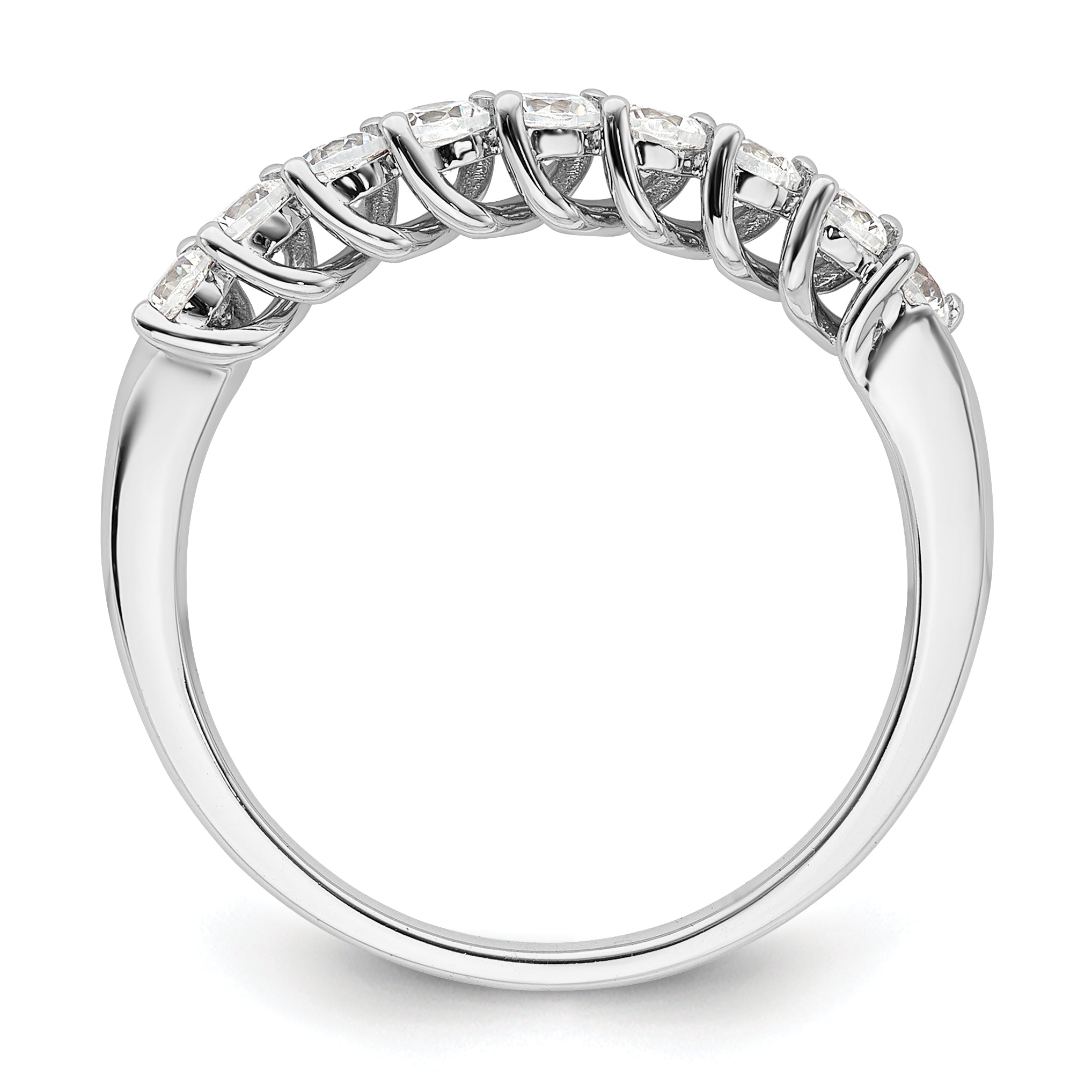 14k White Gold 1/2 carat Lab Grown Diamond VS/SI+ G+ Nine Stone Complete Fashion band