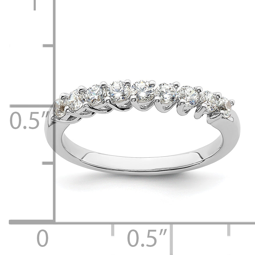 14k White Gold 1/2 carat Lab Grown Diamond VS/SI+ G+ Nine Stone Complete Fashion band