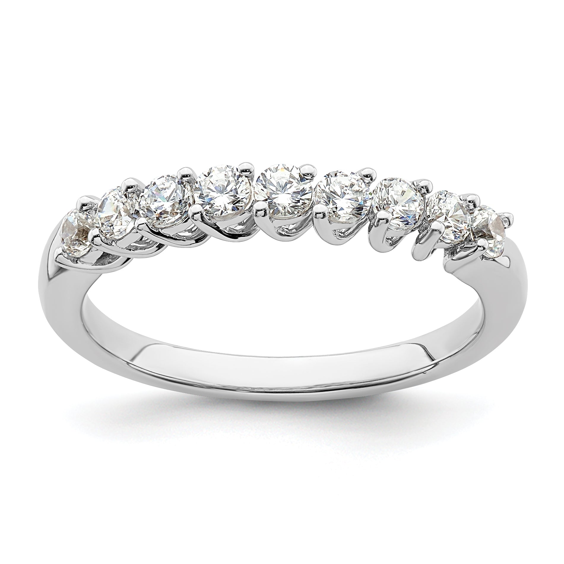 14k White Gold 1/2 carat Lab Grown Diamond VS/SI+ G+ Nine Stone Complete Fashion band
