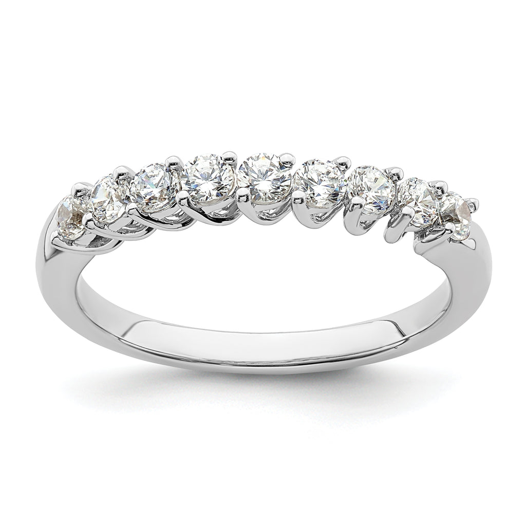 14k White Gold 1/2 carat Lab Grown Diamond VS/SI+ G+ Nine Stone Complete Fashion band