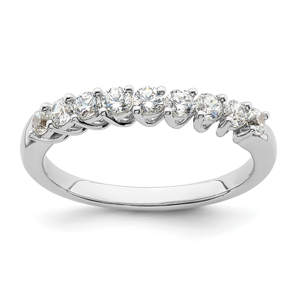 14k White Gold 1/2 carat Lab Grown Diamond VS/SI+ G+ Nine Stone Complete Fashion band