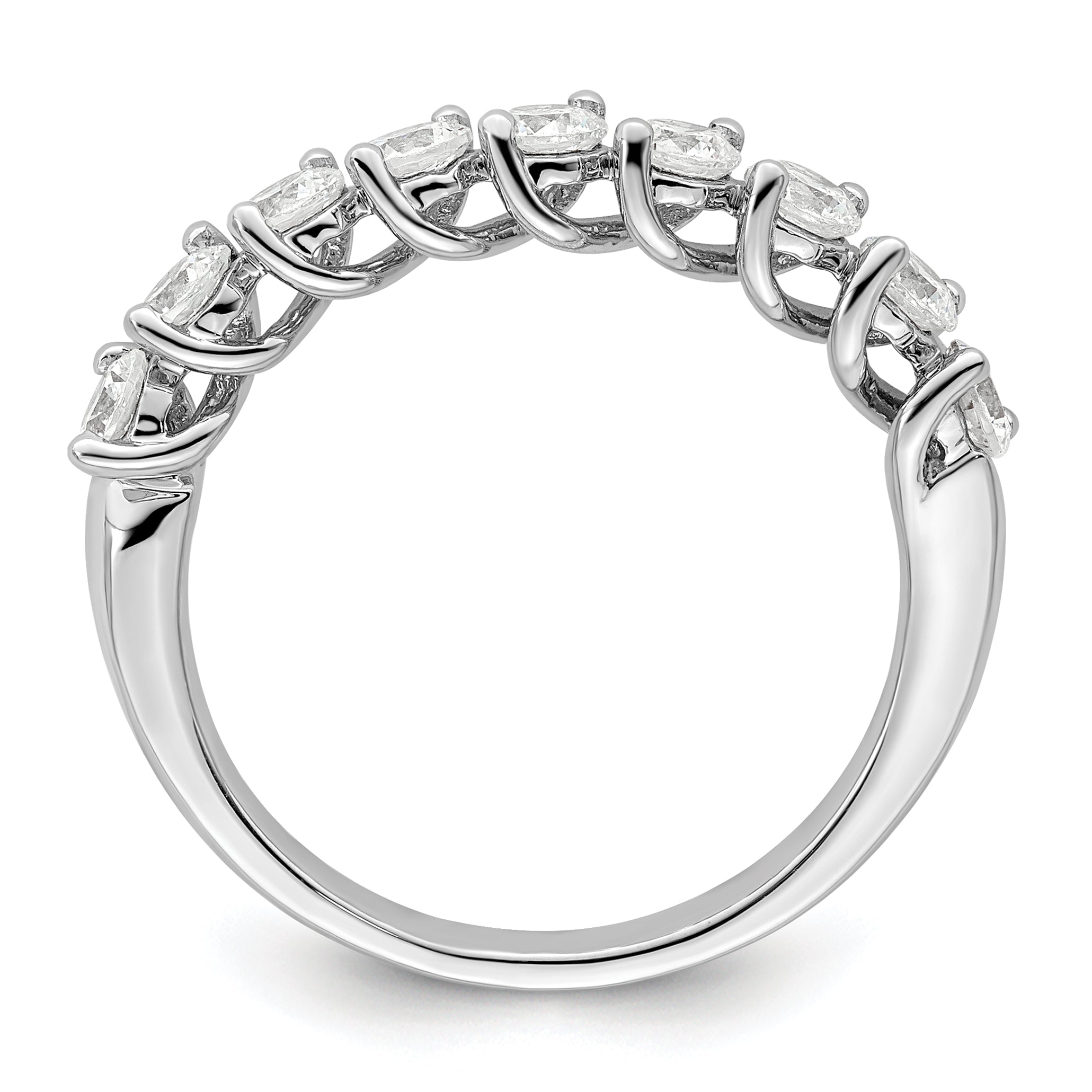 14k White Gold 1 carat Lab Grown Diamond VS/SI+ G+ Nine Stone Complete Fashion band