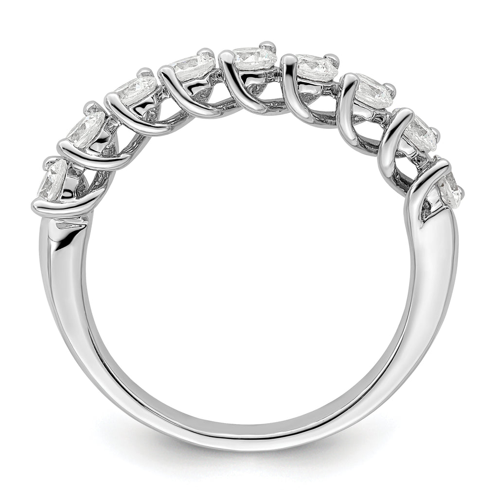 14k White Gold 1 carat Lab Grown Diamond VS/SI+ G+ Nine Stone Complete Fashion band