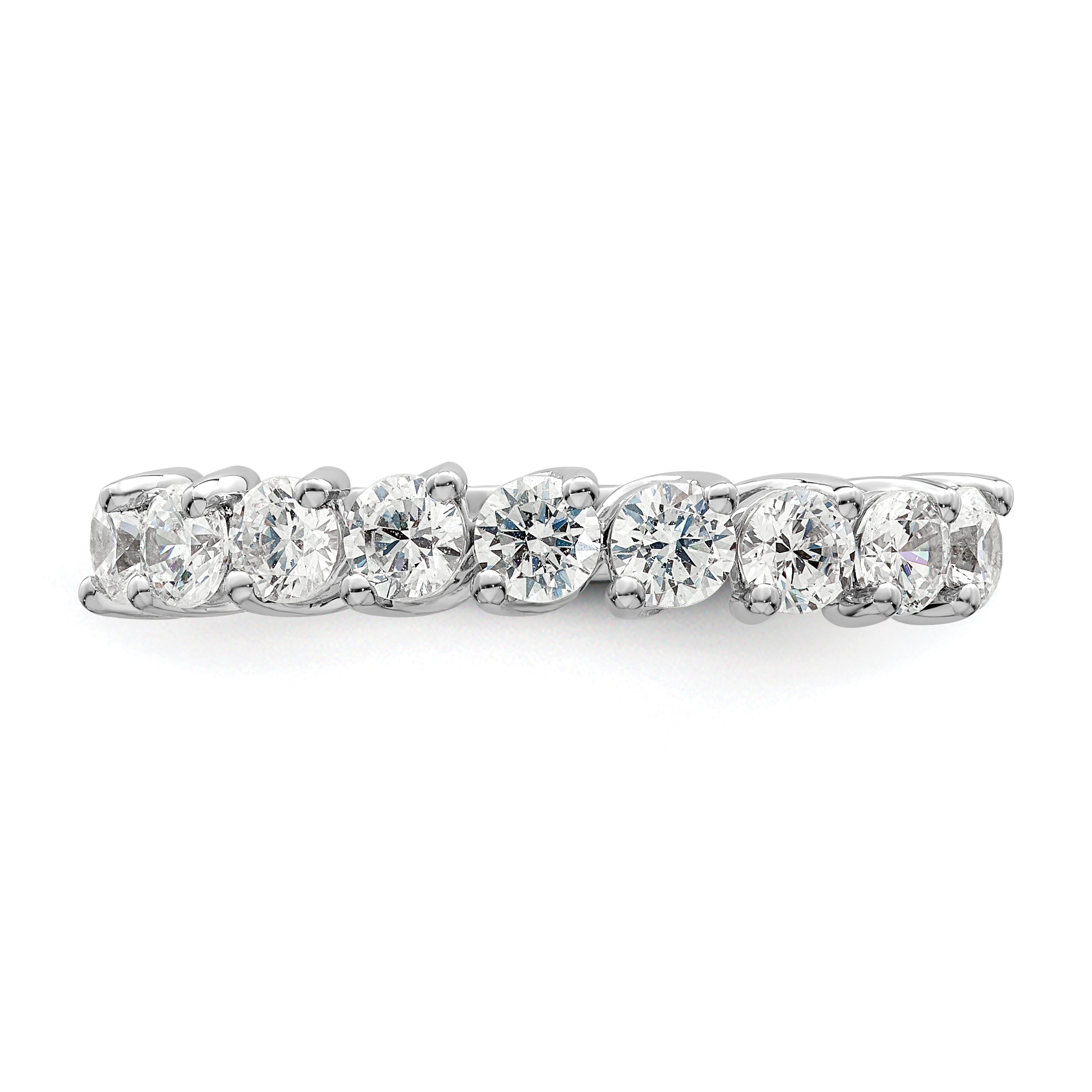 14k White Gold 1 carat Lab Grown Diamond VS/SI+ G+ Nine Stone Complete Fashion band
