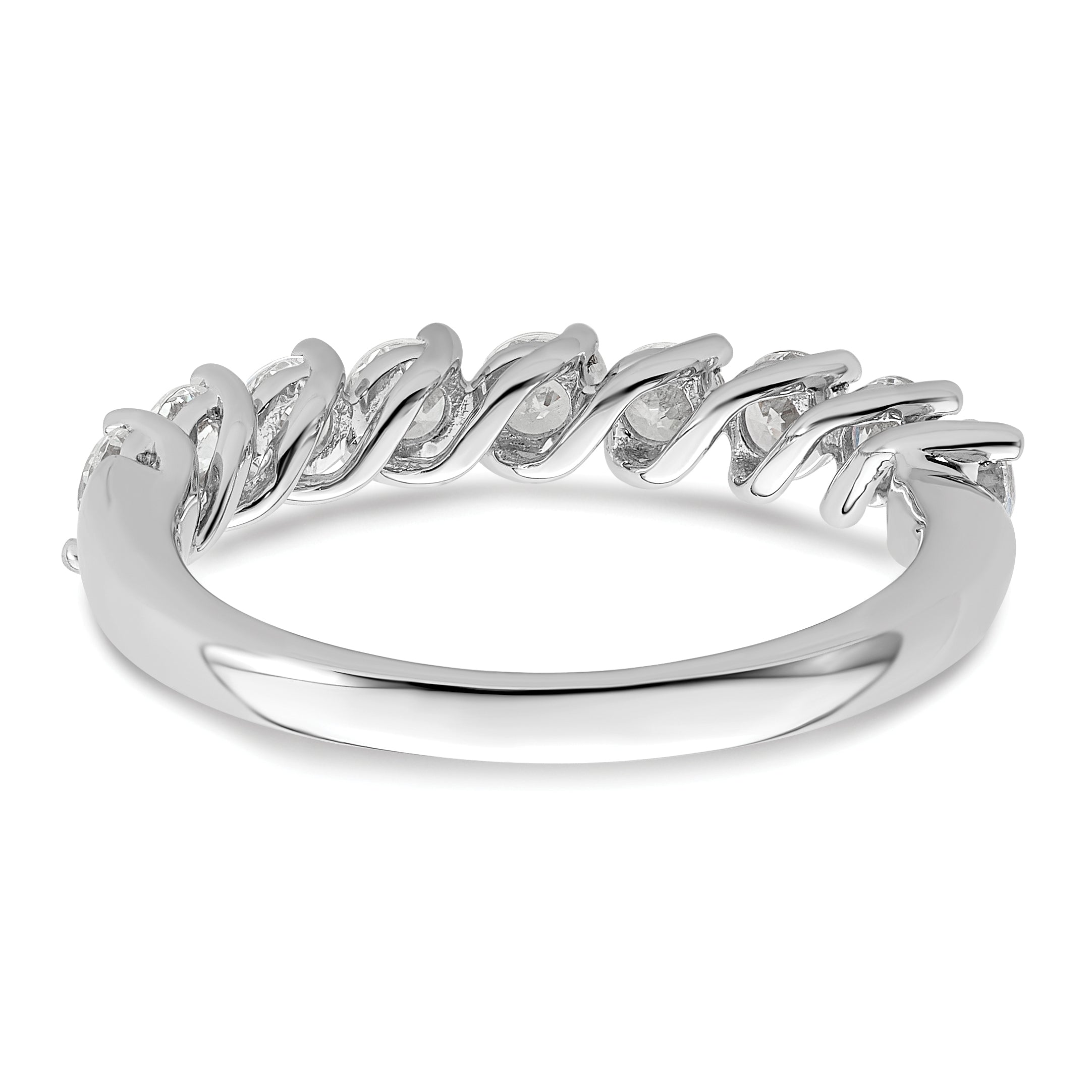 14k White Gold 1 carat Lab Grown Diamond VS/SI+ G+ Nine Stone Complete Fashion band