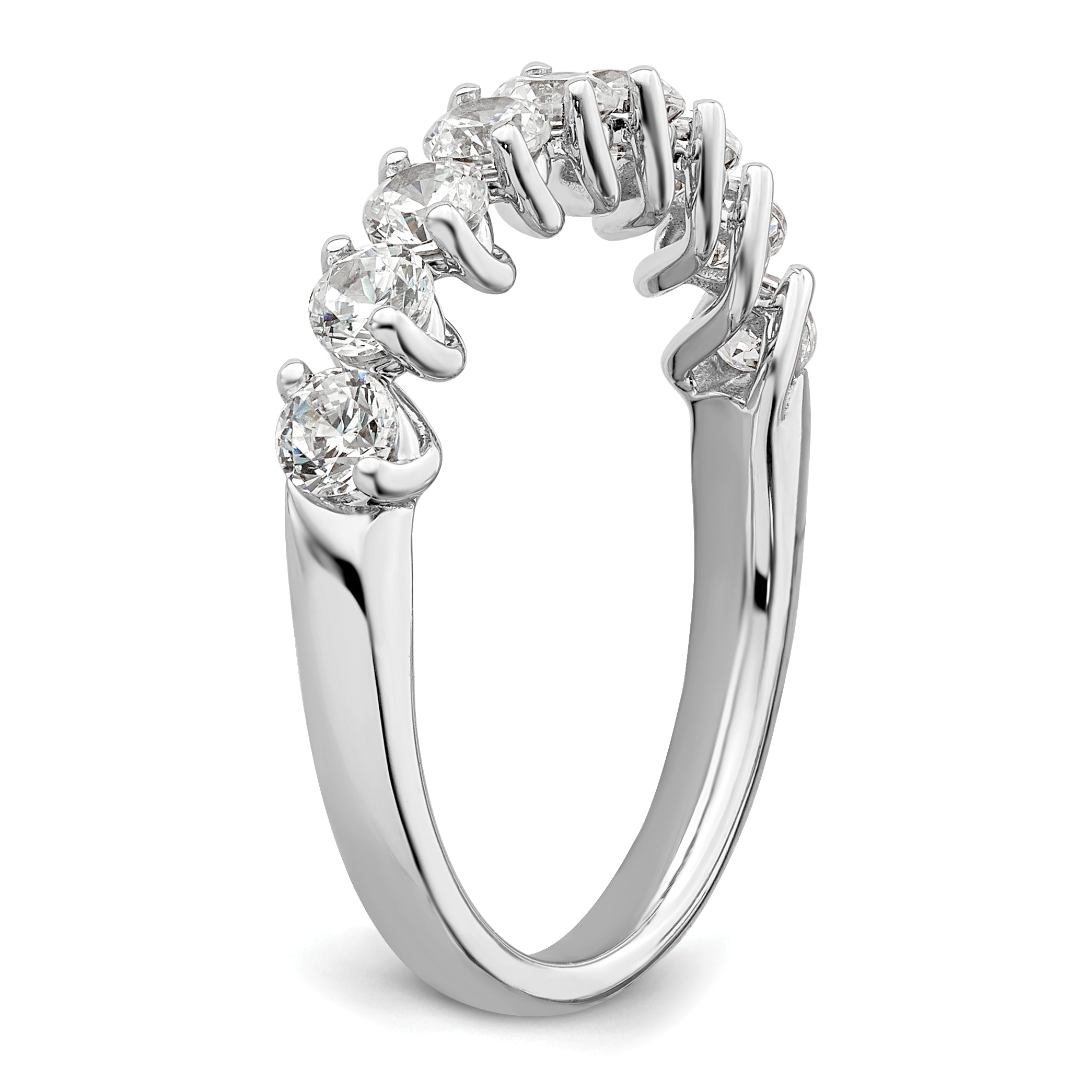 14k White Gold 1 carat Lab Grown Diamond VS/SI+ G+ Nine Stone Complete Fashion band