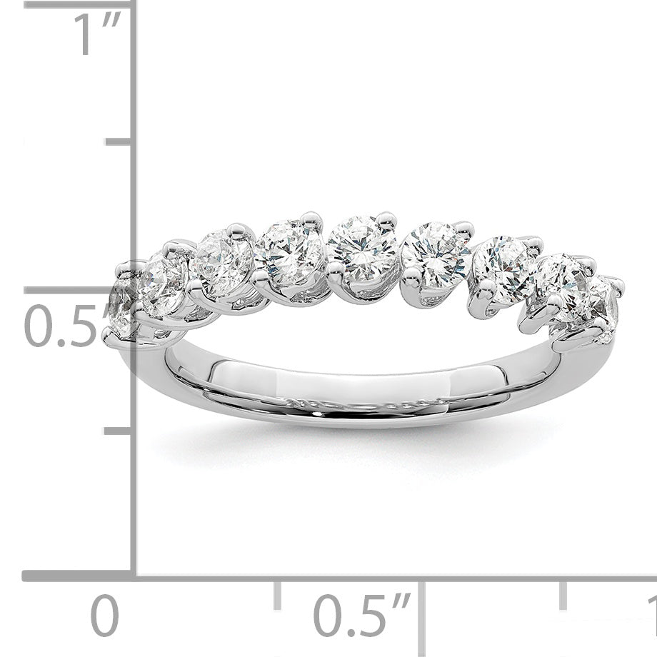 14k White Gold 1 carat Lab Grown Diamond VS/SI+ G+ Nine Stone Complete Fashion band