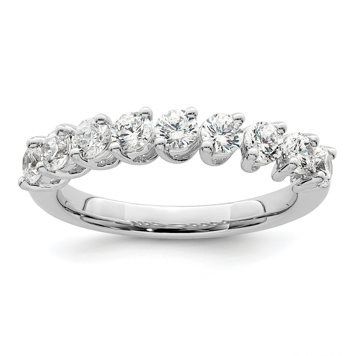 14k White Gold 1 carat Lab Grown Diamond VS/SI+ G+ Nine Stone Complete Fashion band
