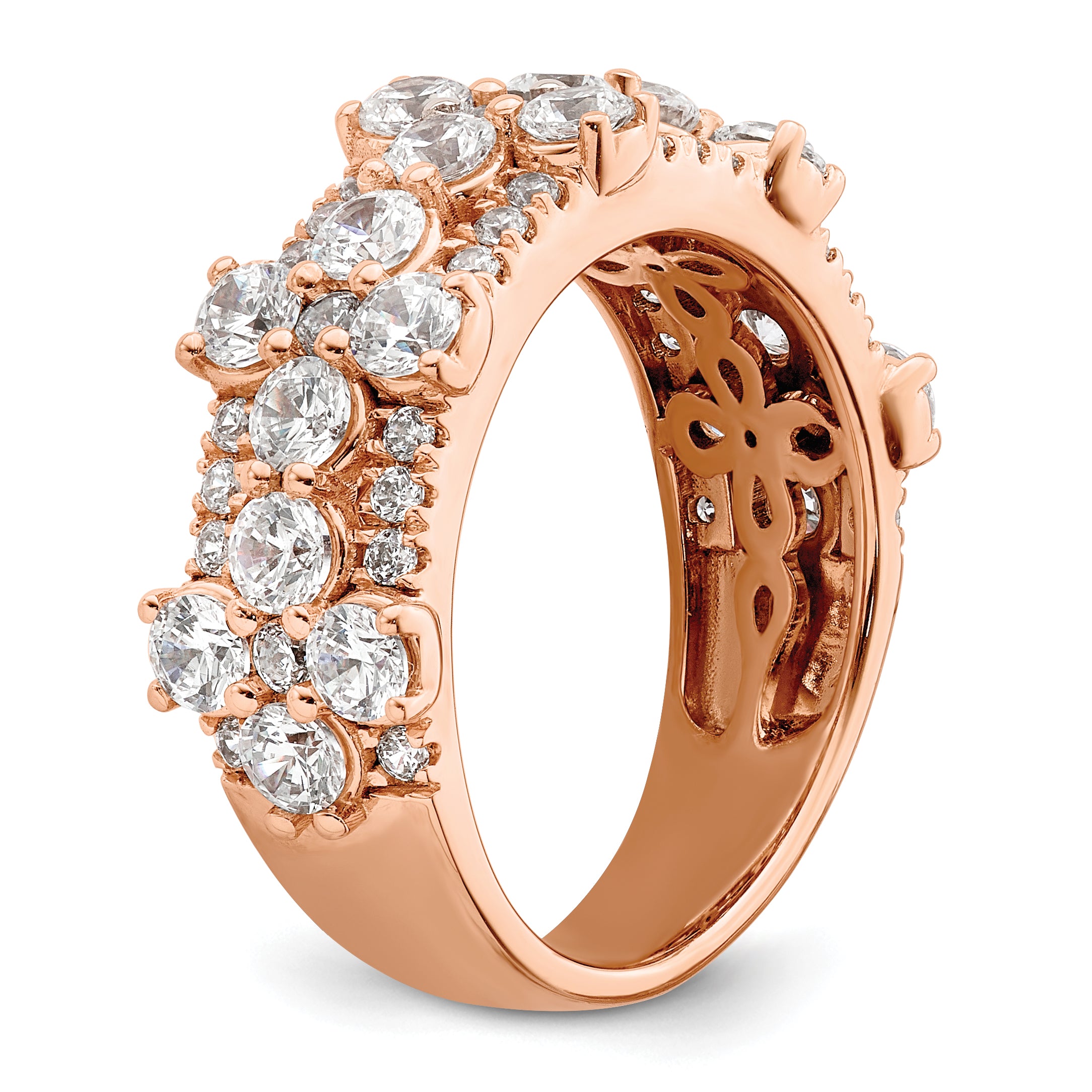 14k Rose Gold 2 1/2 carat Lab Gronw Diamond VS/SI+ G+ Complete Fashion Ring
