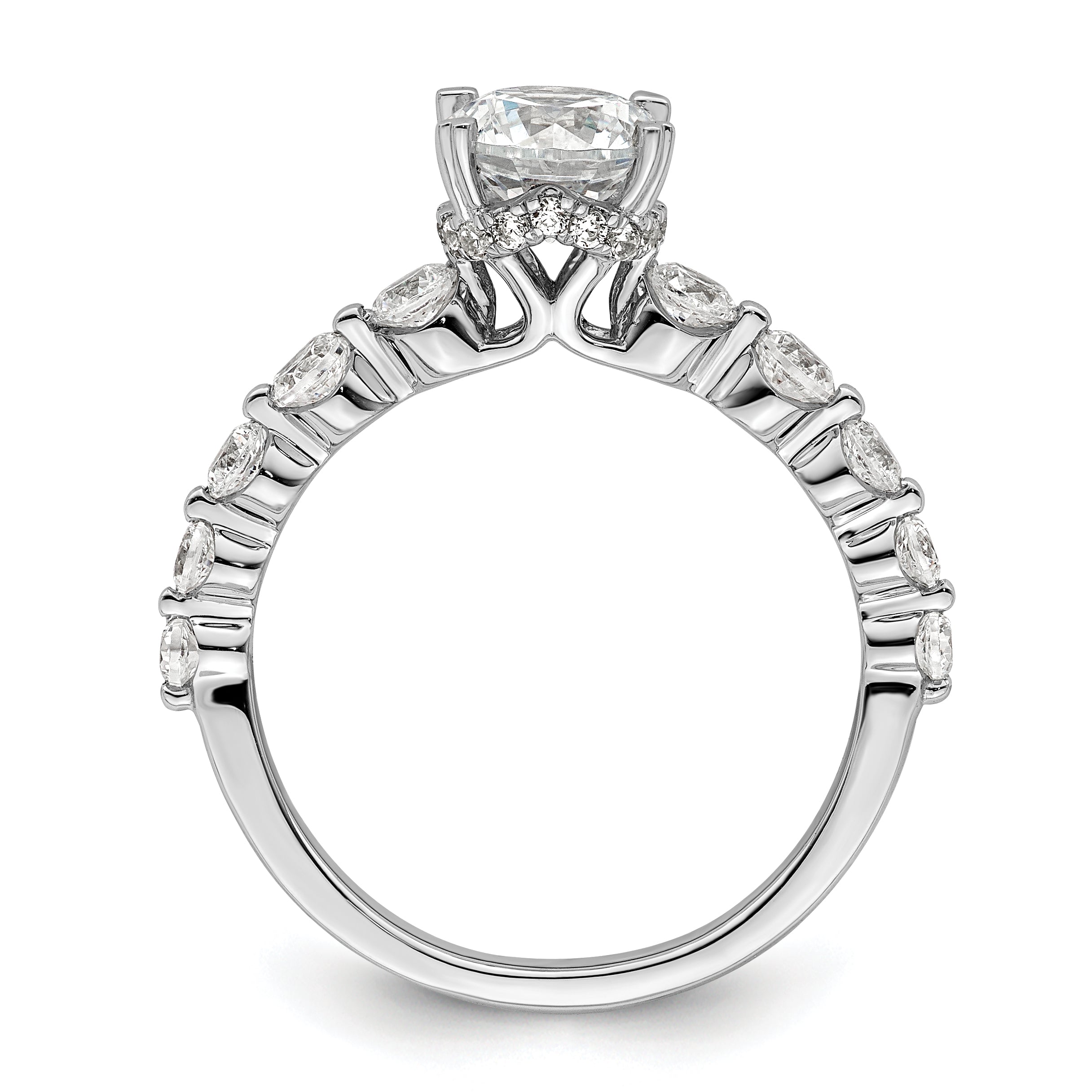 14k White Gold 3/4 carat Lab Grown Diamond VS/SI+ G+ 3/4 carat Center Round Semi Mount Solitaire Engagement Ring