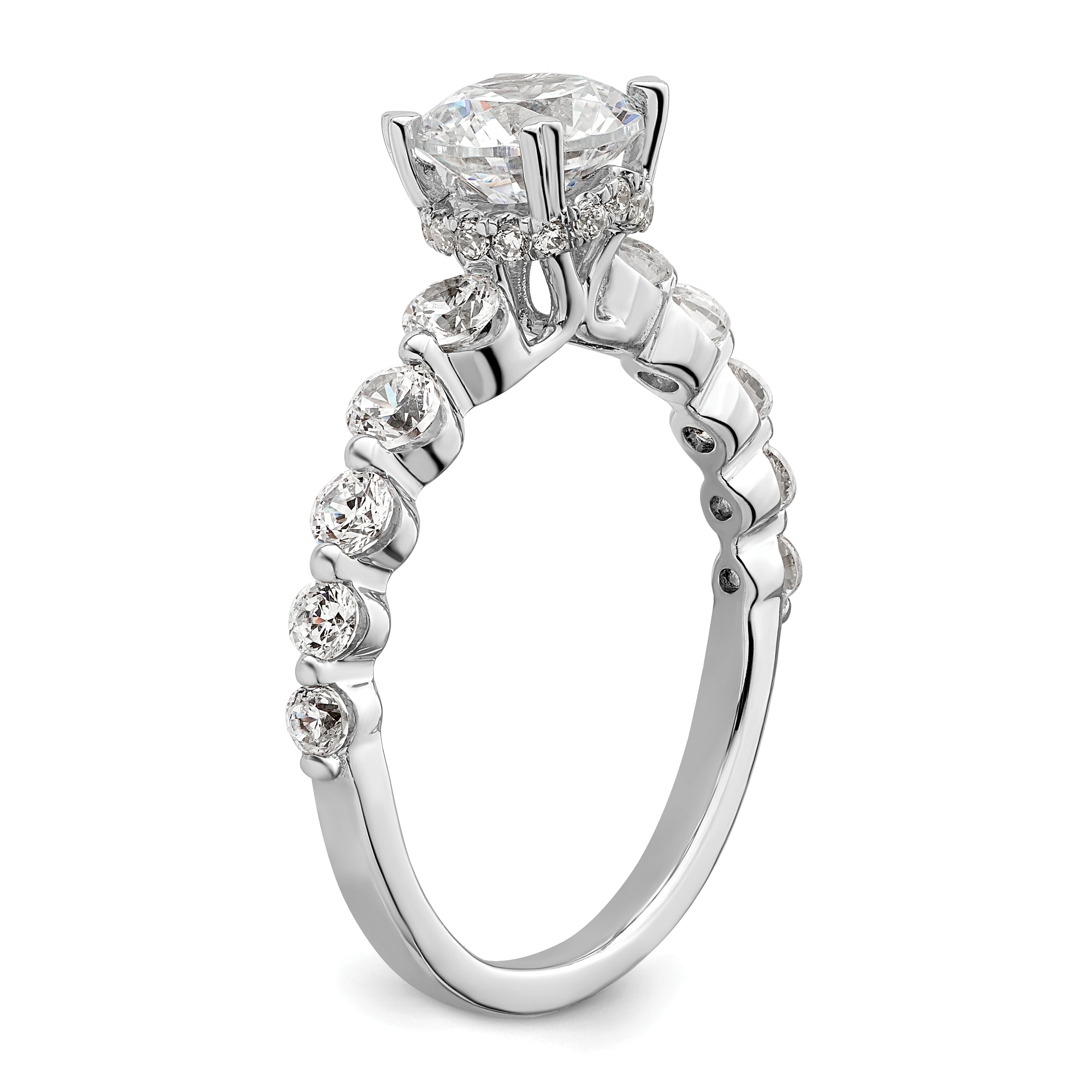 14k White Gold 3/4 carat Lab Grown Diamond VS/SI+ G+ 3/4 carat Center Round Semi Mount Solitaire Engagement Ring