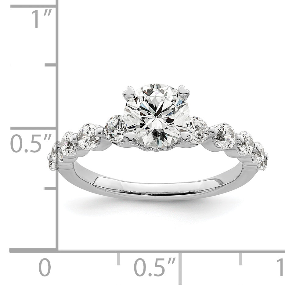 14k White Gold 3/4 carat Lab Grown Diamond VS/SI+ G+ 3/4 carat Center Round Semi Mount Solitaire Engagement Ring
