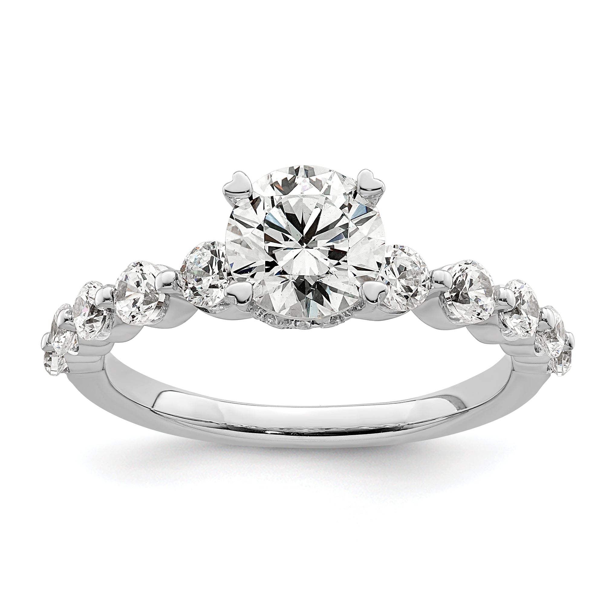 14k White Gold 3/4 carat Lab Grown Diamond VS/SI+ G+ 3/4 carat Center Round Semi Mount Solitaire Engagement Ring Main image