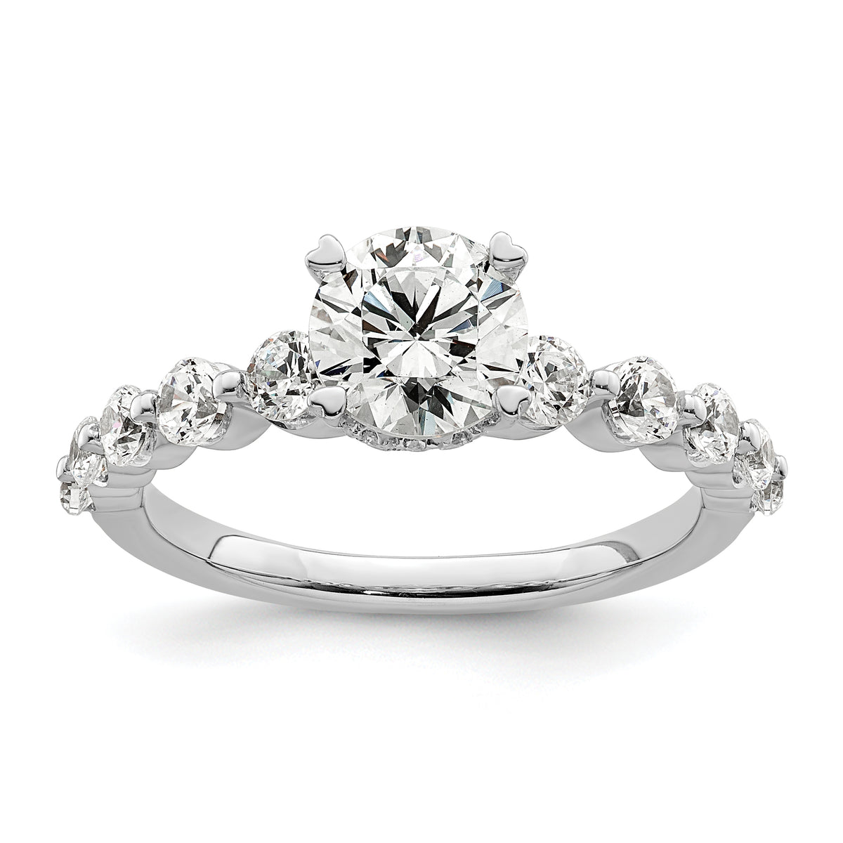 14k White Gold 3/4 carat Lab Grown Diamond VS/SI+ G+ 3/4 carat Center Round Semi Mount Solitaire Engagement Ring