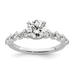14k White Gold 3/4 carat Lab Grown Diamond VS/SI+ G+ 3/4 carat Center Round Semi Mount Solitaire Engagement Ring