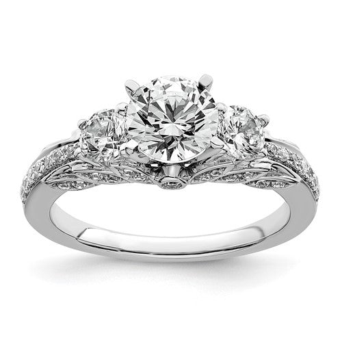 Three Stone Engagement Ring in 14K White Gold (1 3/4 ct. tw.), Size 7 - Sophia Jewelers